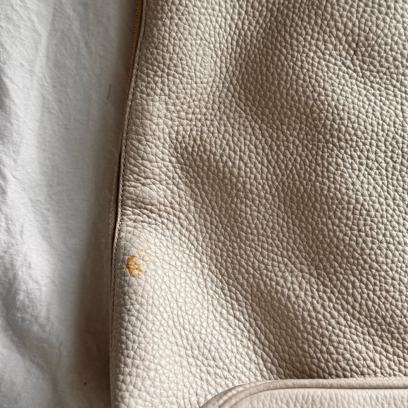 Prada Vitello Daino Pearl White Leather Convertible Shopper Tote Bag Purse - Picture 14 of 15